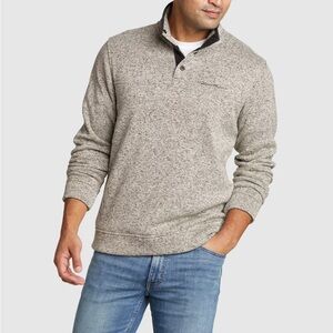 Eddie Bauer Men's Heather Gray Radiator Fleece Snap-Front Pullover